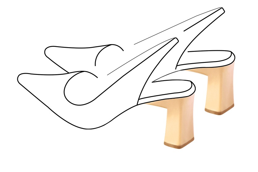 3 inch / 7.5 cm high flare heels. Front view - Florence KOOIJMAN