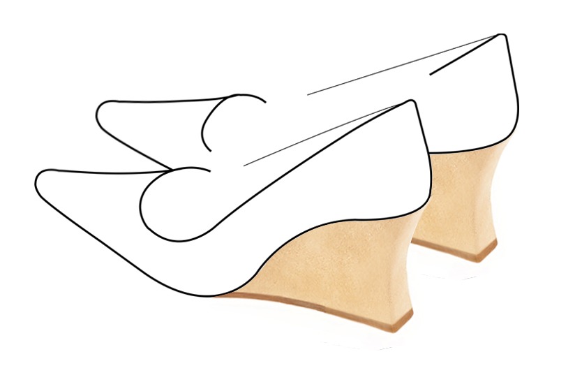 Talon compensée d'une hauteur de 8.5 centimètres, avec des arrêtes vives dessinant une base rectangulaire d'une largeur de 2.5 centimètres  - Florence KOOIJMAN